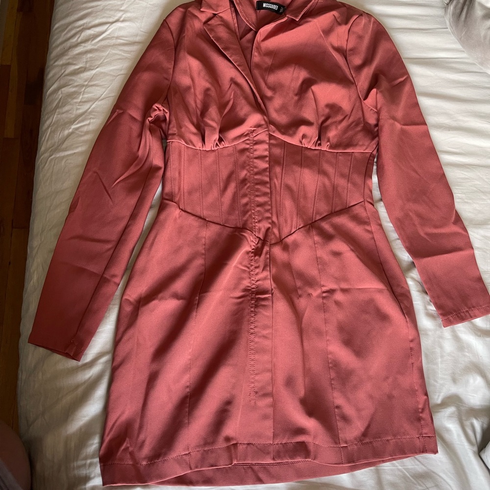 Coral Corset Zip Blazer Dress